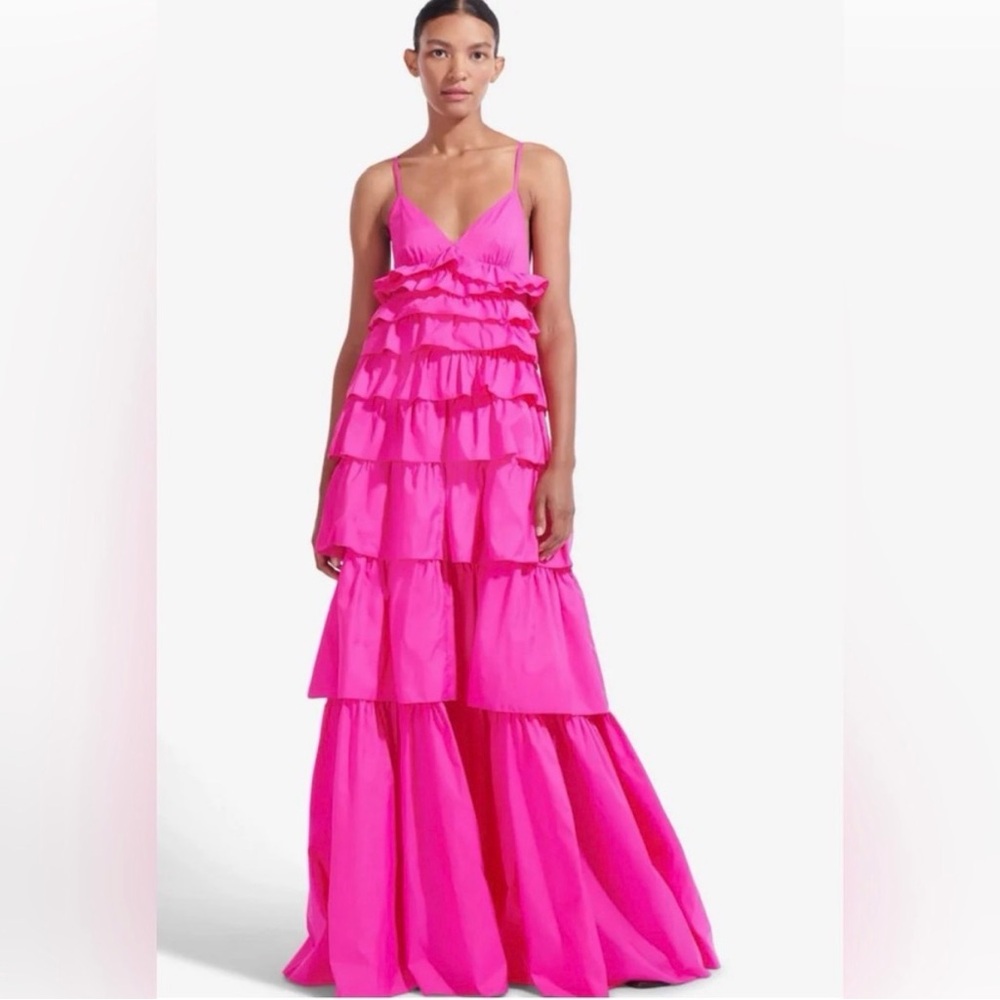 STAUD Riley Tiered Maxi Dress in Bougainville
